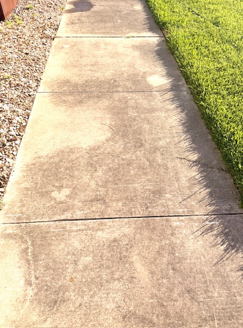 Dirty sidewalk before pressure washing service